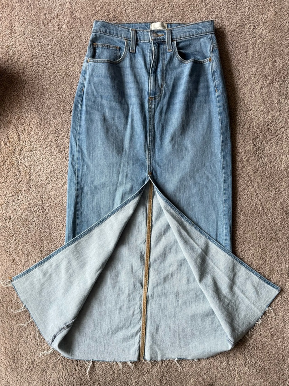 Universal Thread Denim Maxi Skirt Size 4 Front Slit NWOT